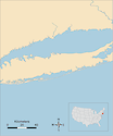 Illustration map of Great South Bay in New York, USA