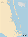 Illustration map of Lower Laguna Madre in Texas, USA