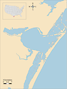 Illustration map of Corpus Christi Bay in Texas, USA
