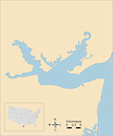 Illustration map of Baffin Bay in Texas, USA