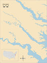 Illustration map of York River in Virginia, USA