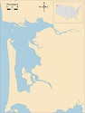 Illustration map of Willapa Bay in Washington, USA