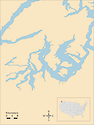 Illustration map of South Puget Sound in Washington, USA