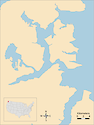 Illustration map of Port Orchard Sound in Washington, USA