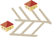 Illustration of a canal estate; close-up