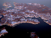 Aerial view of western shore and creeks of Chesapeake Bay, Maryland, near Annapolis.