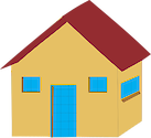 Illustration of a small house, differently colored