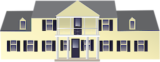 Illustration of a two-story luxury home, a McMansion with front porch