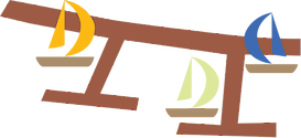 Illustration of a marina with sailboats