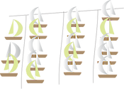 Illustration of a marina, further away with more sailboats