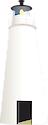 Illustration of a 3-D white lighthouse with entrance