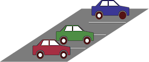 Illustration of a parking lot with several cars (side view)