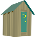 Illustration of an outhouse