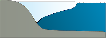Illustration of coastline base with sea ice shelf