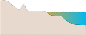 Illustration of coastline base from dunes to open ocean