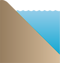 Illustration of coastline base with steep 45 degree slope