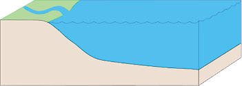 Illustration of coastline base with river to ocean gradient