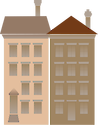 Illustration of two very close-set tall buildings