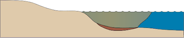 Illustration of estuary base with salt wedge