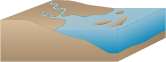 Illustration of estuary base with river and barrier islands