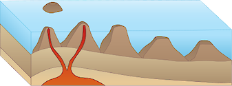 Illustration of ocean base with guyot formation