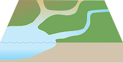 Illustration of river base with river mouths