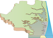 Illustration map of Assawoman Bay watershed in Maryland, USA