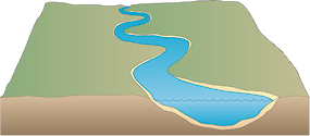 Illustration of river base with sandy bottom