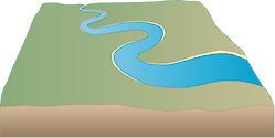 Illustration of base with meandering river with sandy banks