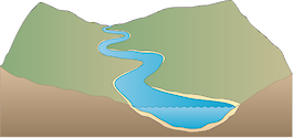 Illustration of river valley base with gentle slope