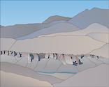Illustration of John Day Fossil Beds National Monument in Oregon, USA