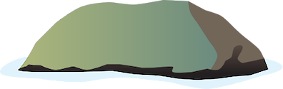 Illustration of steep island with rocky shore