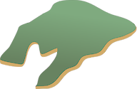 Illustration of island with coves and sandy banks