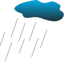 Illustration of a cloud with sheeting rain, coming down hard and slanted