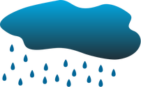 Illustration of a cloud with rain droplets falling straight down