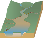 Illustration of ecosystem base with Mid Brisbane River in Queensland, Australia