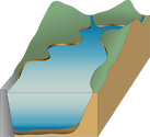 Illustration of ecosystem base with Somerset Dam in Queensland, Australia