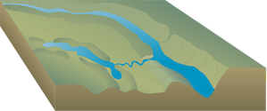 Illustration of river base with floodplain