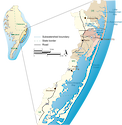 Illustration map of Coastal Bays watershed in Delaware, Maryland, and Virginia, USA
