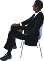 Side profile of business man sitting in a chair
