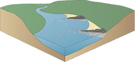 Illustration of river base with flow deflector or j-hook