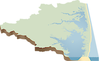Detailed illustration of Assawoman Bay watershed in Maryland, USA