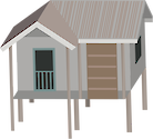 Illustration of an Indonesian stilt house