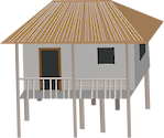 Illustration of an Indonesian stilt house