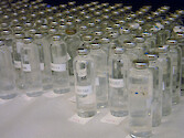 Water samples collected for analysis. These samples have been capped and crimped to seal against gas exchange so that dissolved gases can be analyzed.