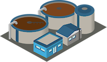 Illustration of a tertiary sewage treatment plant