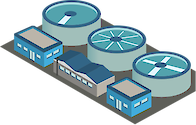 Illustration of a drinking water treatment plant
