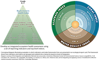 Conceptual diagram illustrating examples of how indicators and framework are ideally presented in an ecological report card.
