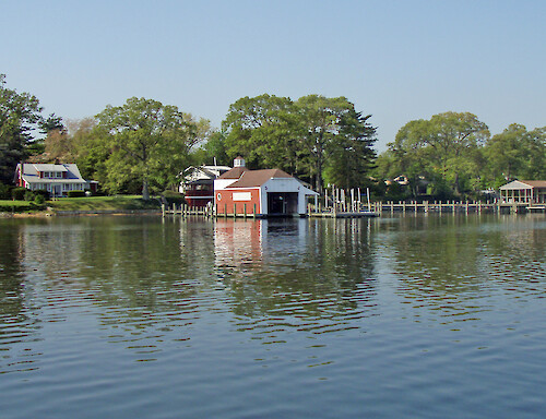 A boathouse on a local, private dock.