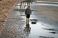 Walking through the beach during low tide on the Chesapeake Bay